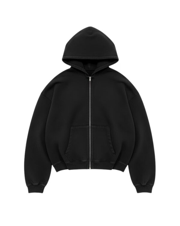 Black oversized zip-up hoodie